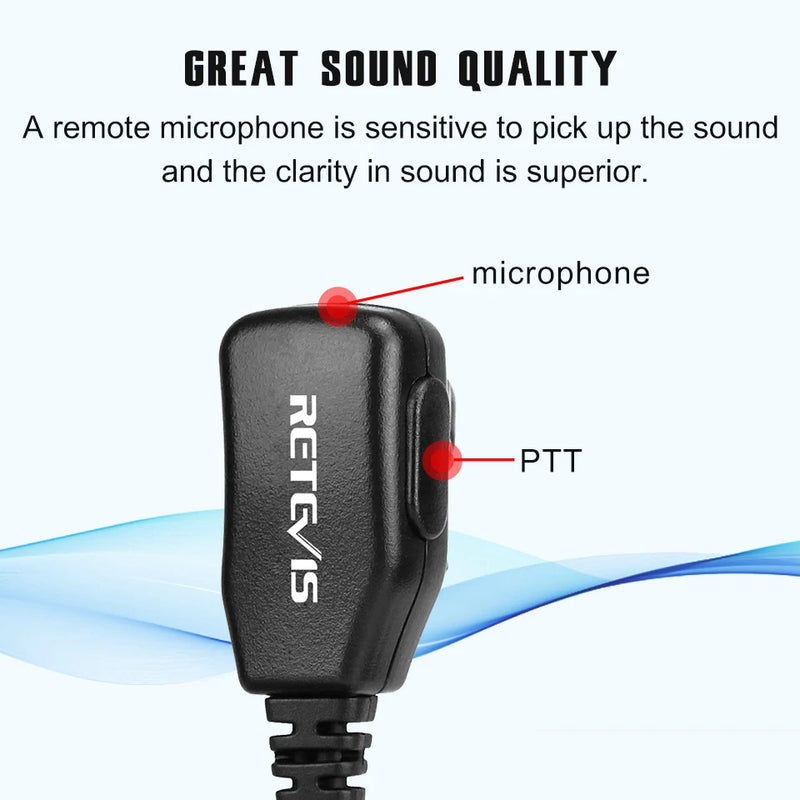 Retevis EAM002 Radio Headset 10pcs Walkie Talkie Accessories Earpieces PTT MIC for Motorola DP1400/GP2000/CP200/040 HYT