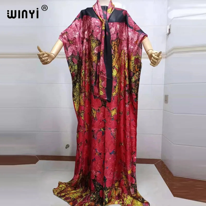 2022 beach cover ups for women Print Bohemia Hijab Loose Elegant Muslim Abaya dress new Broder Riche Sexy Lady Party maxi beach