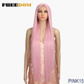 FREEDOM Synthetic Lace Front Wigs For Women Super Long 38Inch Ombre Blonde Highlight Ginger Straight Lace Wigs Cosplay Wigs