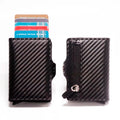 RFID Business Credit Card Holder Men Multifunction Automatic Aluminium Alloy Leather Cards Case Mini Wallet Slim Coin Purse
