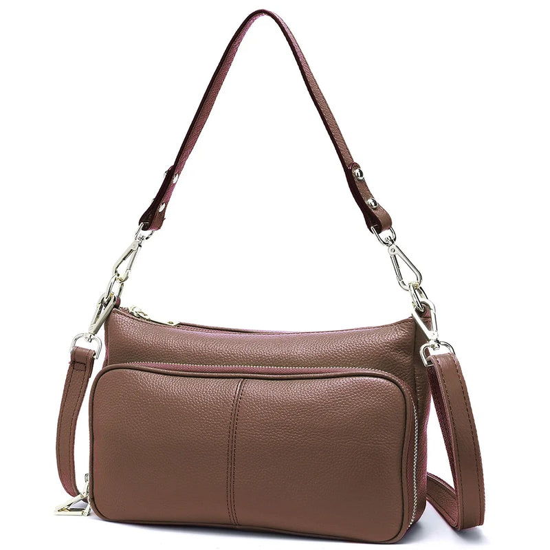 Zency Women's Handbag 100% Genuine Leather Ladies Shoulder Crossbody Messenger Bag Fashion Hobos Black High Quality