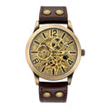 Retro Style Men Automatic Mechanical Watch Skeleton Steampunk Genuine Leather Band Mens Self Winding Wrist Watches Men Reloj