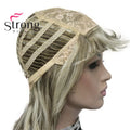 Lady Women Blonde With Dark Root Medium Length Cascaded Layers Synthetic Hair Full Wig for women