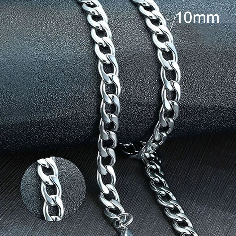Vnox Men's Cuban Link Chain Necklace Stainless Steel Black Gold Color Male Choker colar Jewelry Gifts for - Visuel 19 | SAMAG