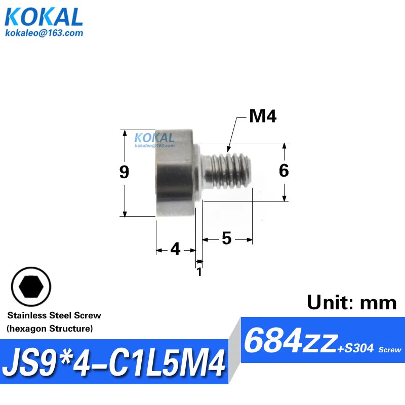 1pcs Screw Bearing M3/M4/M5/M6 SUS304 Stainless Shaft Ball NTBG BJL01 External Thread 608/626/6000 - Visuel 8 | SAMAG