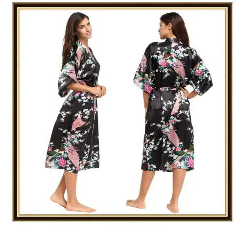 Half Sleeve Loose Style Woman Japanese Kimono Satin Silk | SAMAG