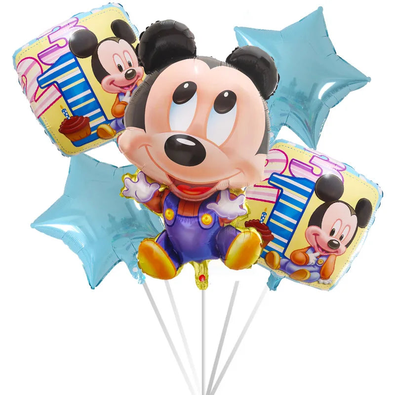 5pcs Mickey Minnie Head Birthday Party Decoration Balloon Helium Foil Balloons Baby 1st Baby Shower Air Globos Kids Toys Ball