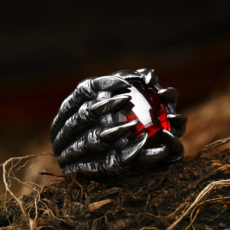 BEIER Stainless steel Cool Unique Black Stone Ring Titanium Steel Retro Old Totem Jewelry For Man Factory Price Sale BR8-334