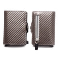 RFID Business Credit Card Holder Men Multifunction Automatic Aluminium Alloy Leather Cards Case Mini Wallet Slim Coin Purse