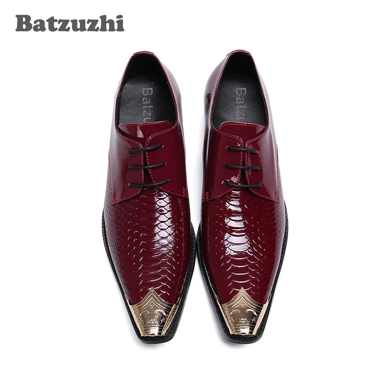 Batzuzhi Formal Business Leather Shoes Men Leather Men's Dress Shoes Iron Toe Lace-up Zapatos Hombre Party and Wedding, US12