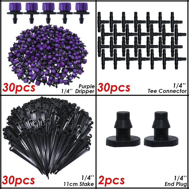 KESLA Garden Drip Irrigation Kit for 4/7mm 1/4'' Hose Automatic Watering Sprinkler Dripper Tee Connector Misting Cooling System