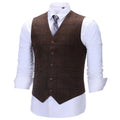 Men's Army Green Vest Plaid Soft Wool Brown Jacket Casual Gentleman Tweed Business Waistcoat For Groosmen Best Man For Wedding