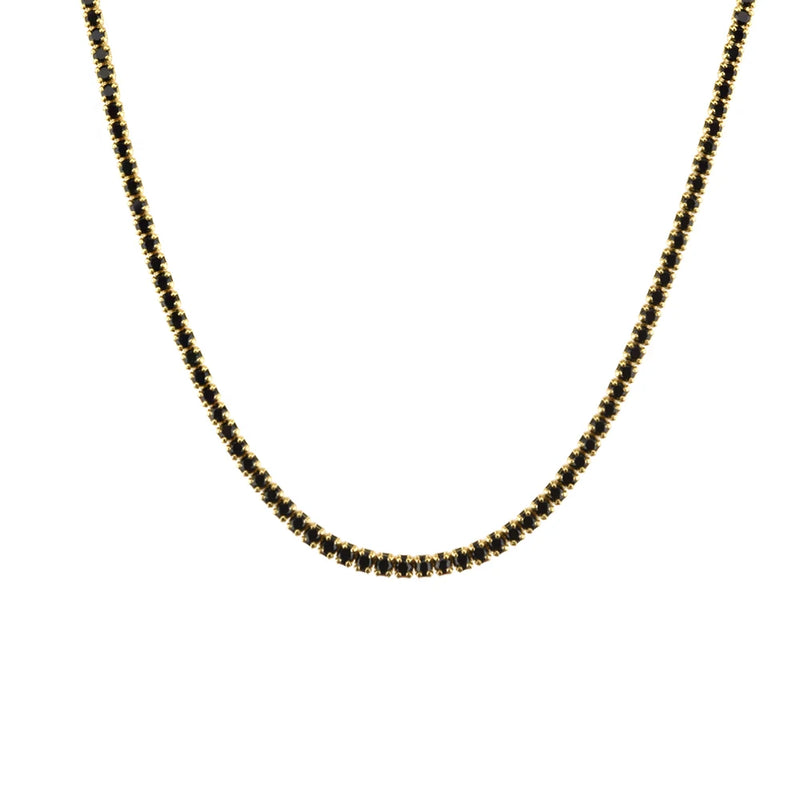 ANDYWEN 925 Sterling Silver 1.5mm Tennis Zircon Charm Long Chain Necklace Rock Punk Fashion Fine Jewelry Gift Wedding Party