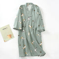 2021 New Men's 100% Cotton Gauze Cotton Robe Loose Thin Yukata Japanese Kimono Pajamas Men's Hooded Robe V-Neck Pajamas Bathrobe