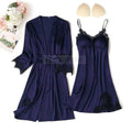 Pajama Set Women Lace Trim Satin Sleepwear Pyjamas | SAMAG