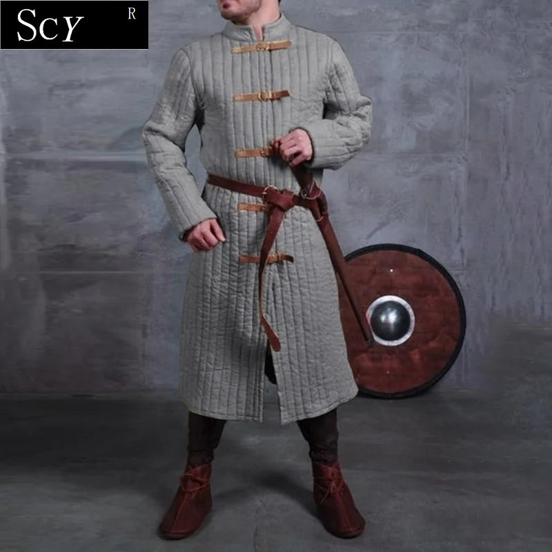 Men's Vintage Medieval Role Playing Jacket Halloween Steampunk Costume Uniform No Belt
