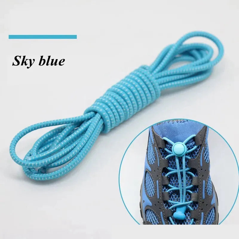 1 Pair 22 Colors Elastic Hiking Shoelaces Round Locking No Tie Shoe Laces Kids Adult Quick Lazy Laces Rubber Sneakers Shoelace