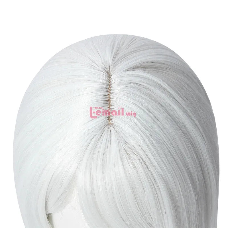 L-email wig NieR Kaine Cosplay Wig NieR RepliCant Cosplay Sliver White Braided Wigs with Bangs Synthetic Hair Heat Resistant