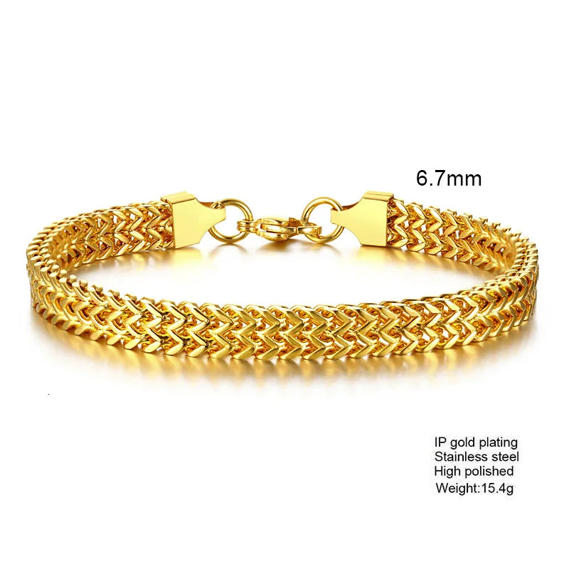 Stylish Stainless Steel Bali Foxtail Chain Bracelet for Men,Double Franco Link Chain Bracelets,Male Jewelry Gift for Dad Son