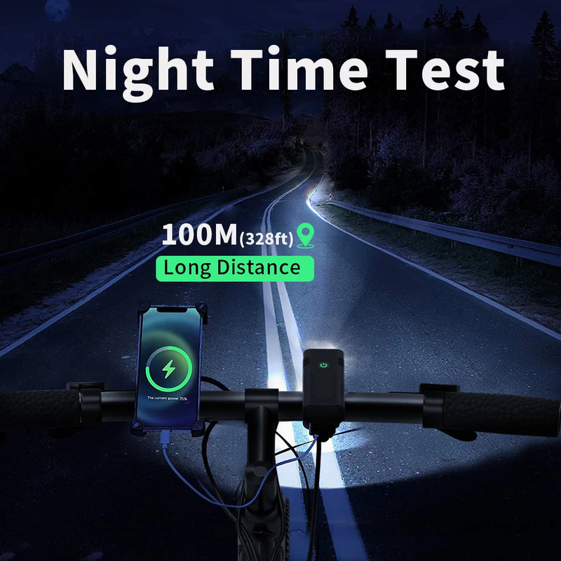 NATFIRE 2 Pcs Bike Light USB Rechargeable 3600LM Bike Headlight 6*LED Super Bright Flashlight Front Lights and Color Rear light