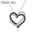 Black Awn Silver Color Necklace Women Jewelry Heart Black&White Stone Pendants P107