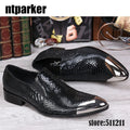 2025 Hot Sales Black Men's Dress Shoes Designer's Shoes Men Front Metal Cap Fashion Party and Wedding Shoes, EU38-46!