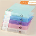 Clear Colors A4 Binder 4-Ring Folder For Documents Organizer Large Capacity A4 File Binder Cover
