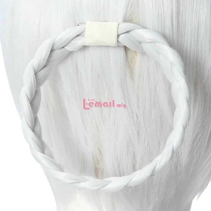 L-email wig NieR Kaine Cosplay Wig NieR RepliCant Cosplay Sliver White Braided Wigs with Bangs Synthetic Hair Heat Resistant
