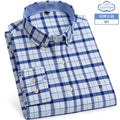 S~6XL Cotton Oxford Shirt For Men's Long Sleeve Plaid | SAMAG