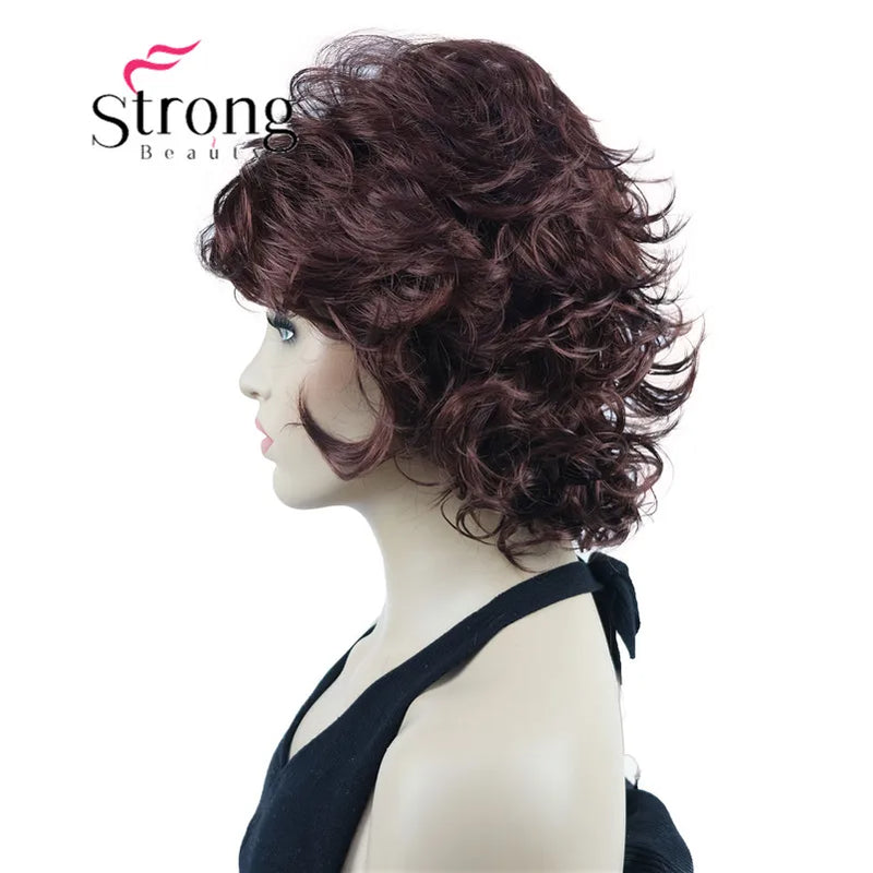 StrongBeauty Short Wig Soft Tousled Curls Blonde Highlights Full Synthetic Wigs COLOUR CHOICES