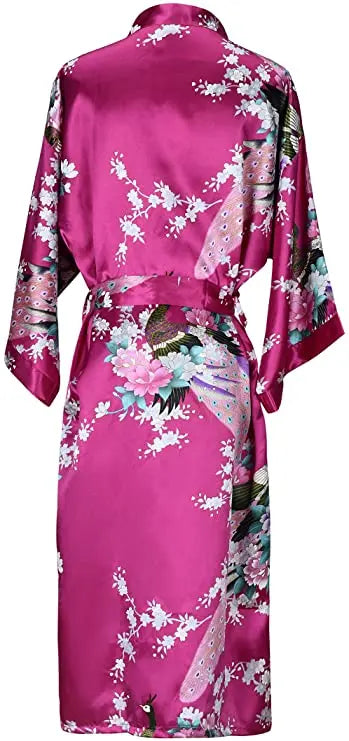 Silk Satin Wedding Bride Bridesmaid Robe Floral Bathrobe | SAMAG