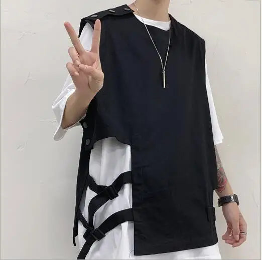 2021 New Vest Mens Fashion Tooling Vest Men Streetwear Cargo Vest Hip Hop Sleeveless Jacket  Outdoors Tactical Coat