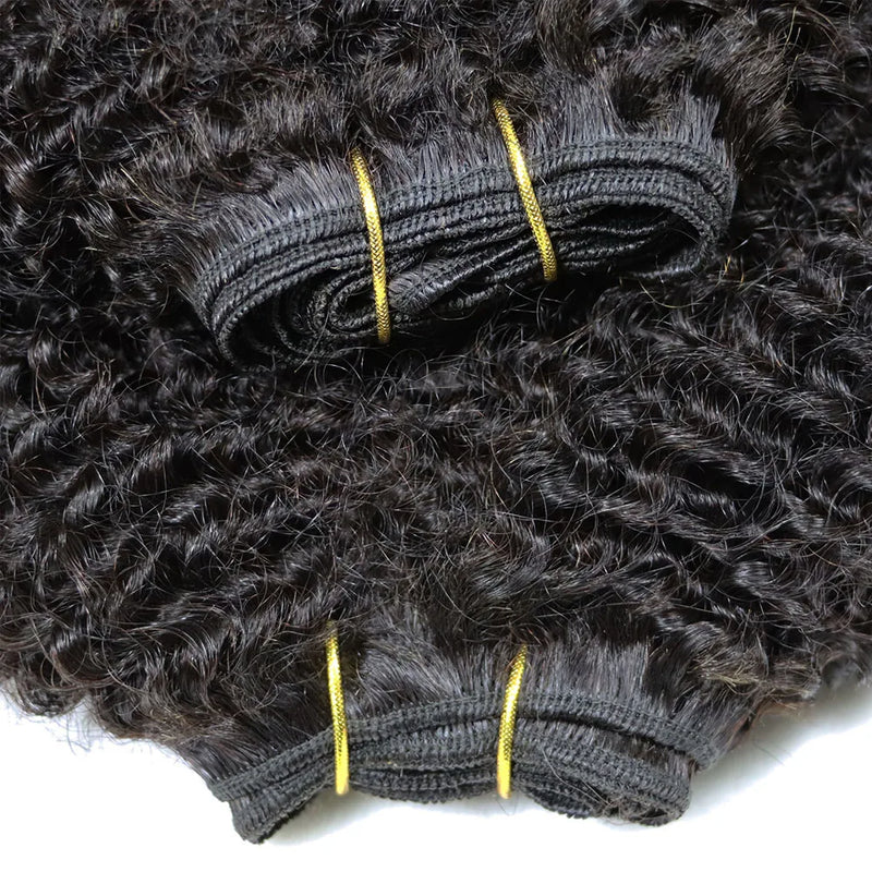 IXTUYLLY Human Hair Weft 4C Afro Kinky Curly Virgin Brazilian Human Hair Extensions Weave Bundles Weaving African Black Women