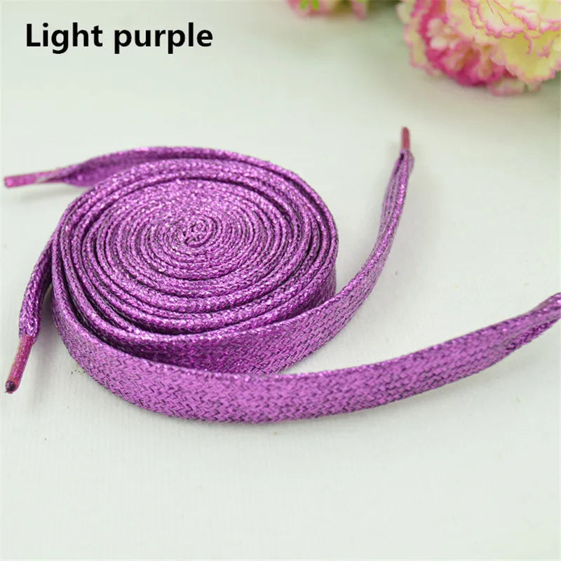 1 cm Width Colorful Lurex Shoelaces Trendy Bright Colorful Fall Winter Shoelaces Sneaker White Casual Sports Leather Shoes Laces