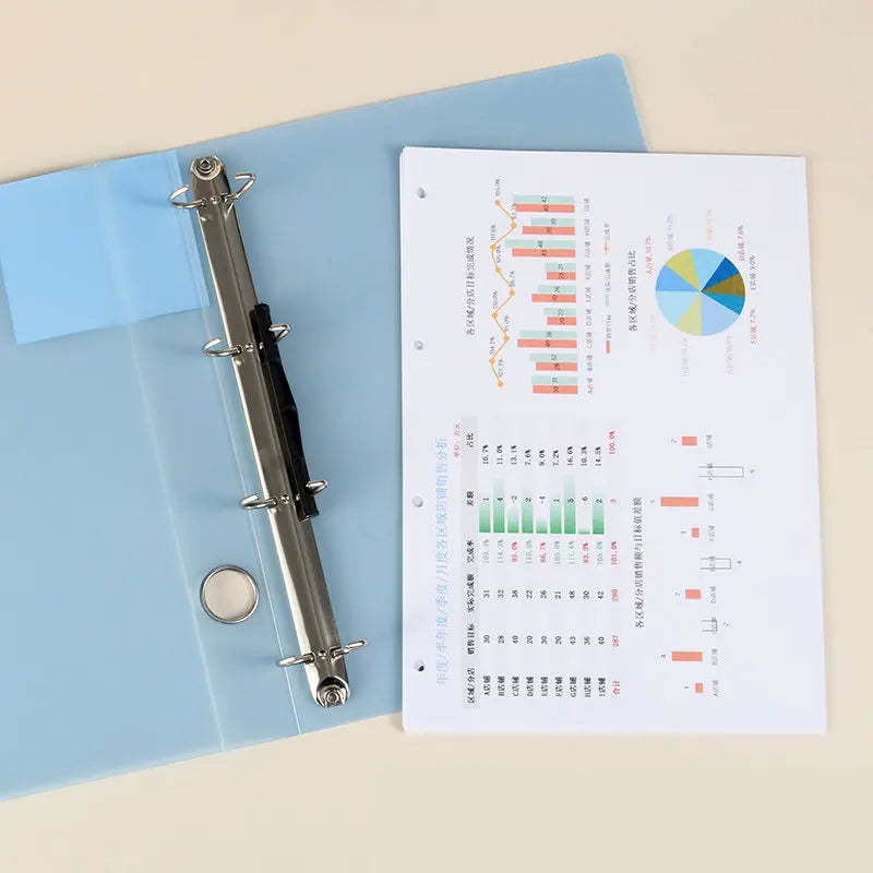 Clear Colors A4 Binder 4-Ring Folder For Documents Organizer Large Capacity A4 File Binder Cover