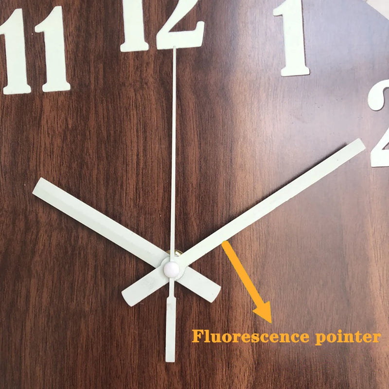 12 Inch Luminous Wall Clock Wood Silent light in dark night Nordic Fashion Wall Clock Non Ticking Clock With Night Light
