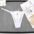 Women Lace Panties Thongs Pearl Pendant Lace Embroidery G-String T-Back Briefs Underwear Adjustable Ladies Panties Sexy Lingerie