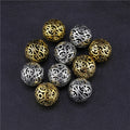 Juya 10 20Pcs/Lot 12mm Engrave Perles Hollow Antique Gold Silver Plated Metal Beads For DIY Women Men Beadwork Jewelry Making