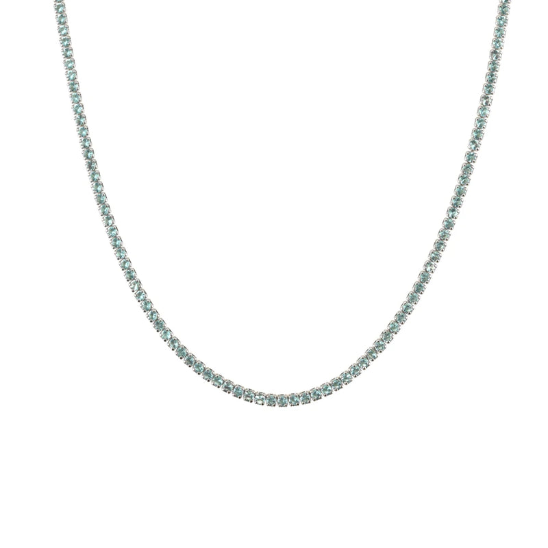 ANDYWEN 925 Sterling Silver 1.5mm Tennis Zircon Charm Long Chain Necklace Rock Punk Fashion Fine Jewelry Gift Wedding Party