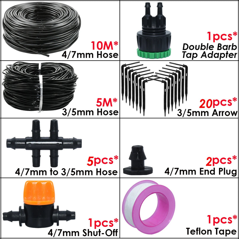 KESLA Garden Automatic Watering Irrigation Kit Elbow Emitter Drip System 4/7MM to 3/5MM Hose for Bonsai Potted Flower Greenhouse