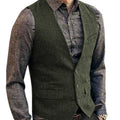 Men's V-Neck Suit Vests Fashion Formal Slim Fit Business Herringbone Dress Waistcoat for Tuxedo Wedding Party