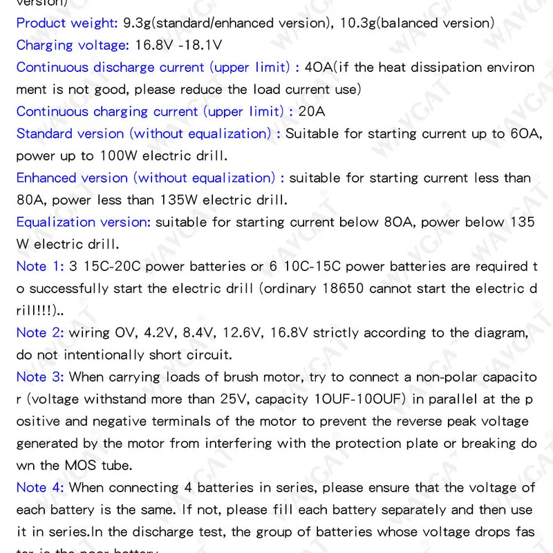 3S/4S 20 40A 60A Li-ion Lithium Battery Charger Protection Board 18650 BMS Drill Motor 11.1V 12.6V/14.8V 16.8V Enhance/Balance