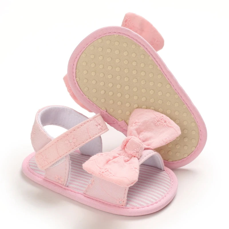Infant Baby Girls Summer Sandals with Flower Soft Sole Newborn Toddler First Walker Crib Dress Shoes