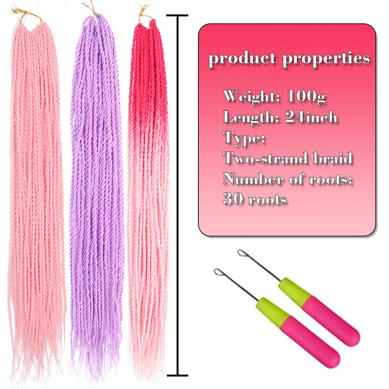 AZIR Senegalese Twist Hair Crochet Braids 24 inch 30 Roots/pack Synthetic Crochet Hair Senegalese Braids Twist Hair for Braids