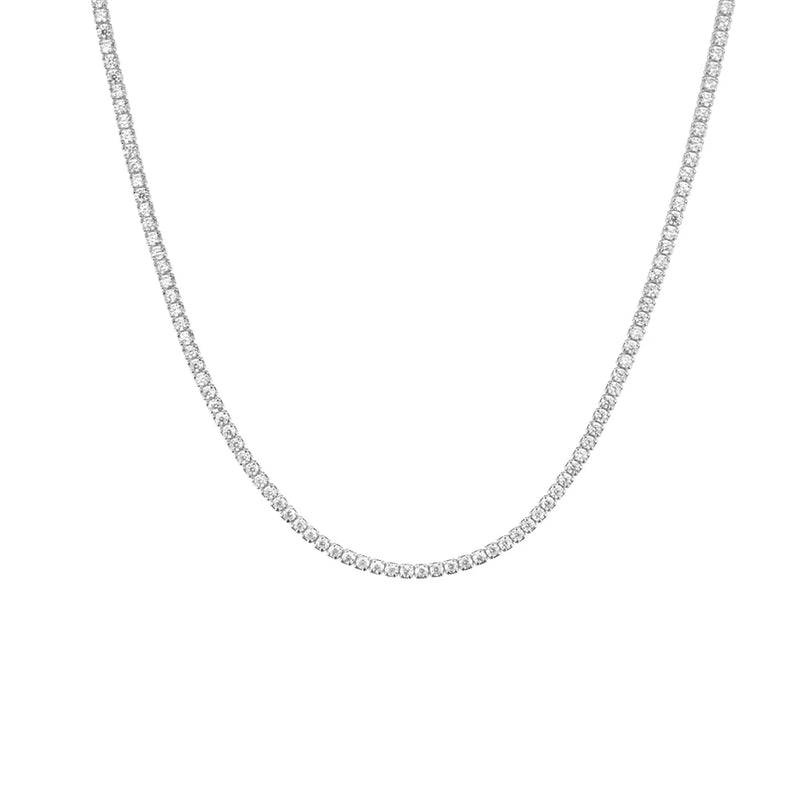 ANDYWEN 925 Sterling Silver 1.5mm Tennis Zircon Charm Long Chain Necklace Rock Punk Fashion Fine Jewelry Gift Wedding Party