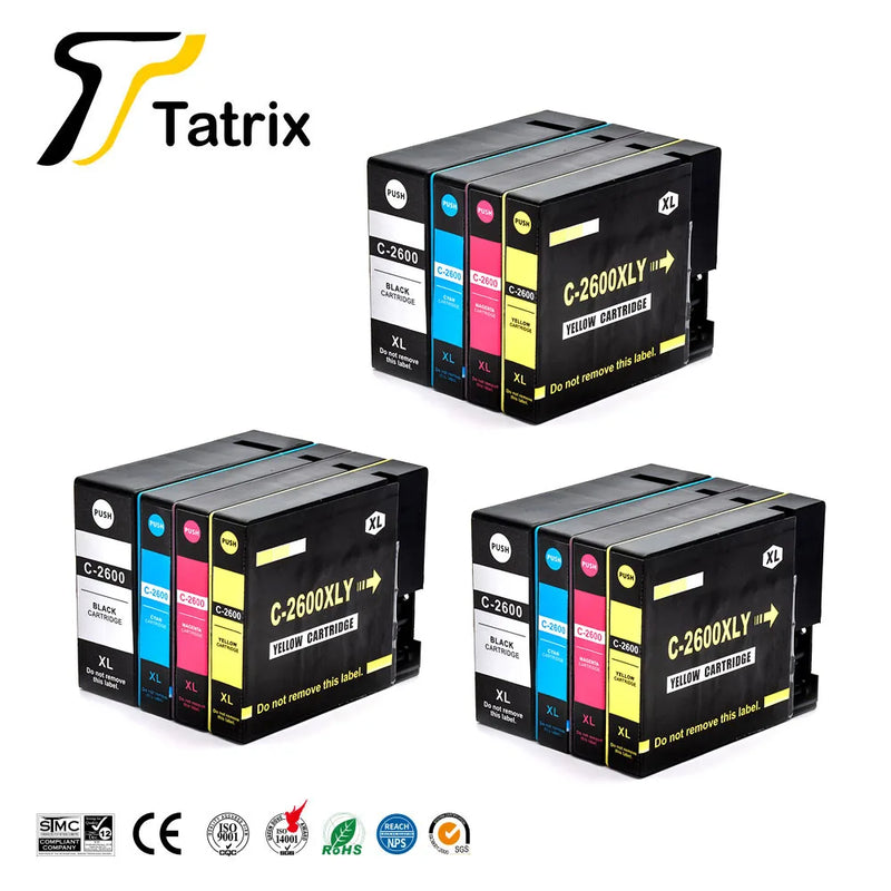 Tatrix For Canon 2600 PGI2600 PGI2600XL Compatible Ink Cartridge For Canon MAXIFY IB4060/MB5060/MB5160/MB5360/MB5460 Printer