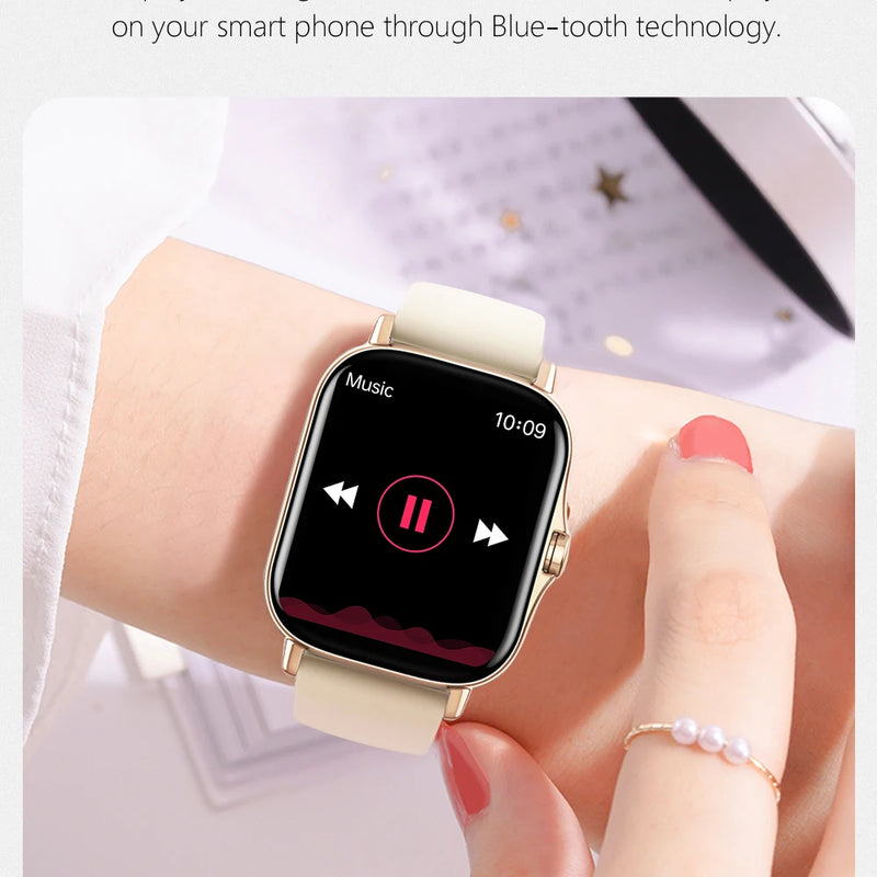 Smart watch with full touch screen, call, message reminder, music control and other functions, compatible with iPhone/android mo