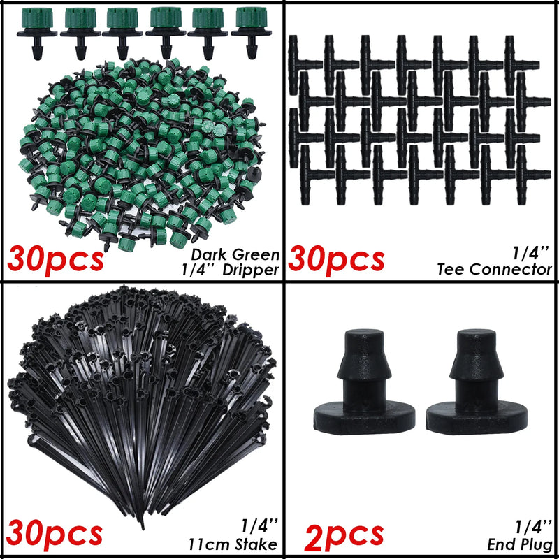 KESLA Garden Drip Irrigation Kit for 4/7mm 1/4'' Hose Automatic Watering Sprinkler Dripper Tee Connector Misting Cooling System