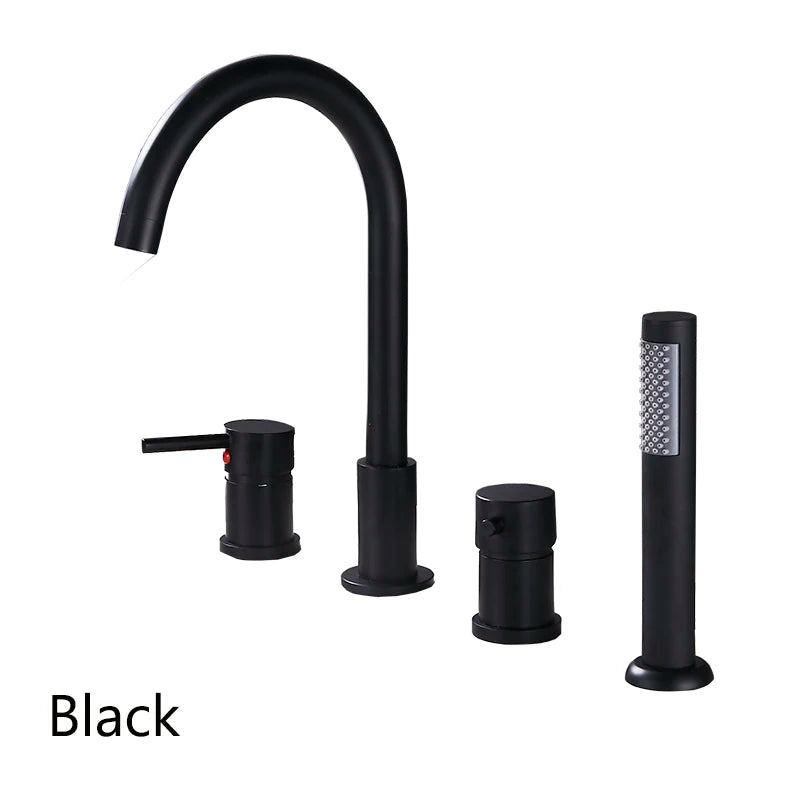 4Pcs Brass Bathroom Bathtub Faucet Bath Faucet Deck Mounted Handheld Tub Mixer Tap Cold Hot Mixer Water Tap With Hand Shower