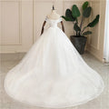 Wedding Dress Shiny Classic Boat Neck Bridal Party Gown - View 3 | SAMAG